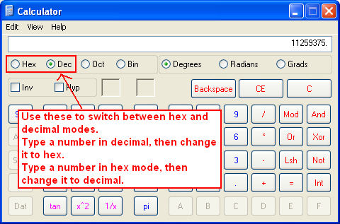 Windows XP Calculator.